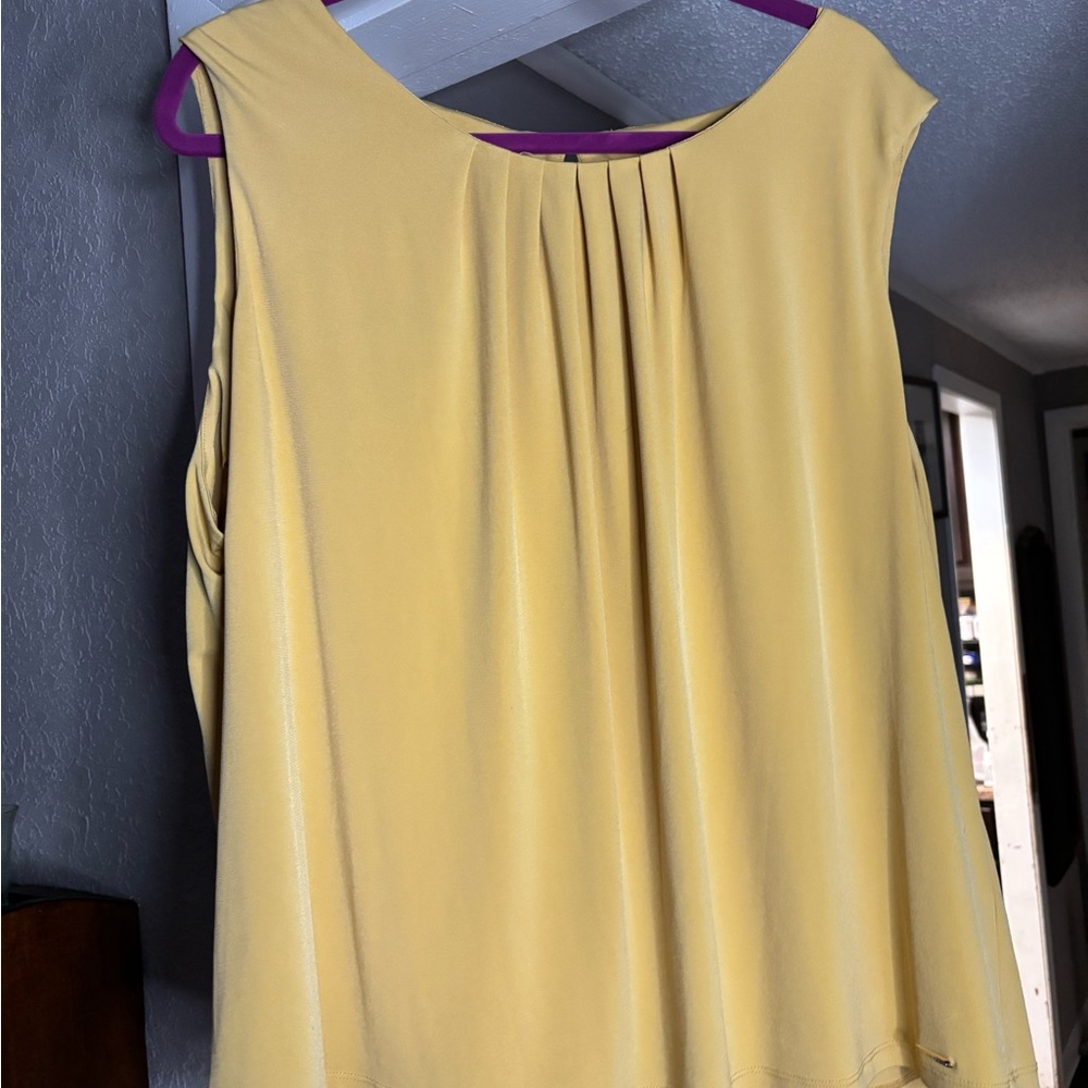 Calvin Klein Yellow Pleated Blouse